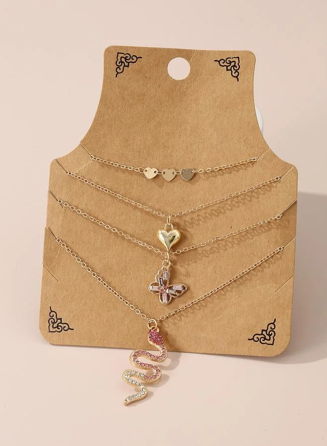 Take Two  Set of 4 - Snake and Heart Pendant Necklace for Women | Best Price UAE