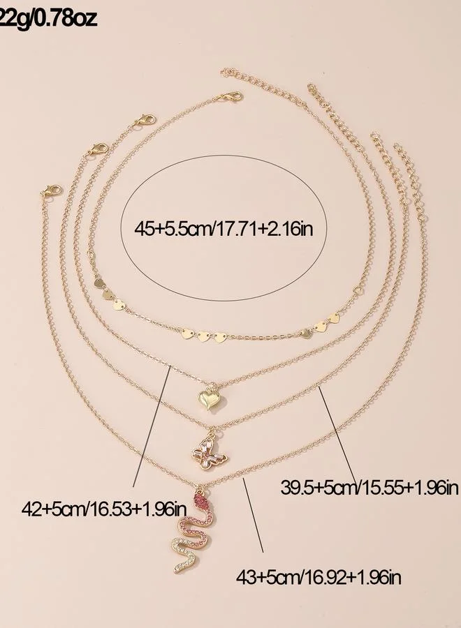 Take Two  Set of 4 - Snake and Heart Pendant Necklace for Women | Best Price UAE