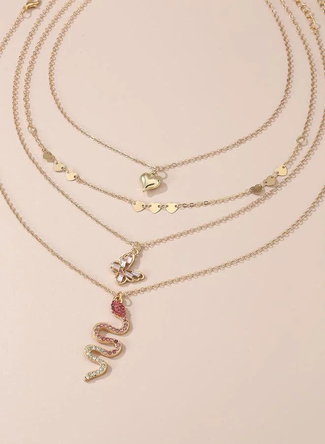 Take Two  Set of 4 - Snake and Heart Pendant Necklace for Women | Best Price UAE