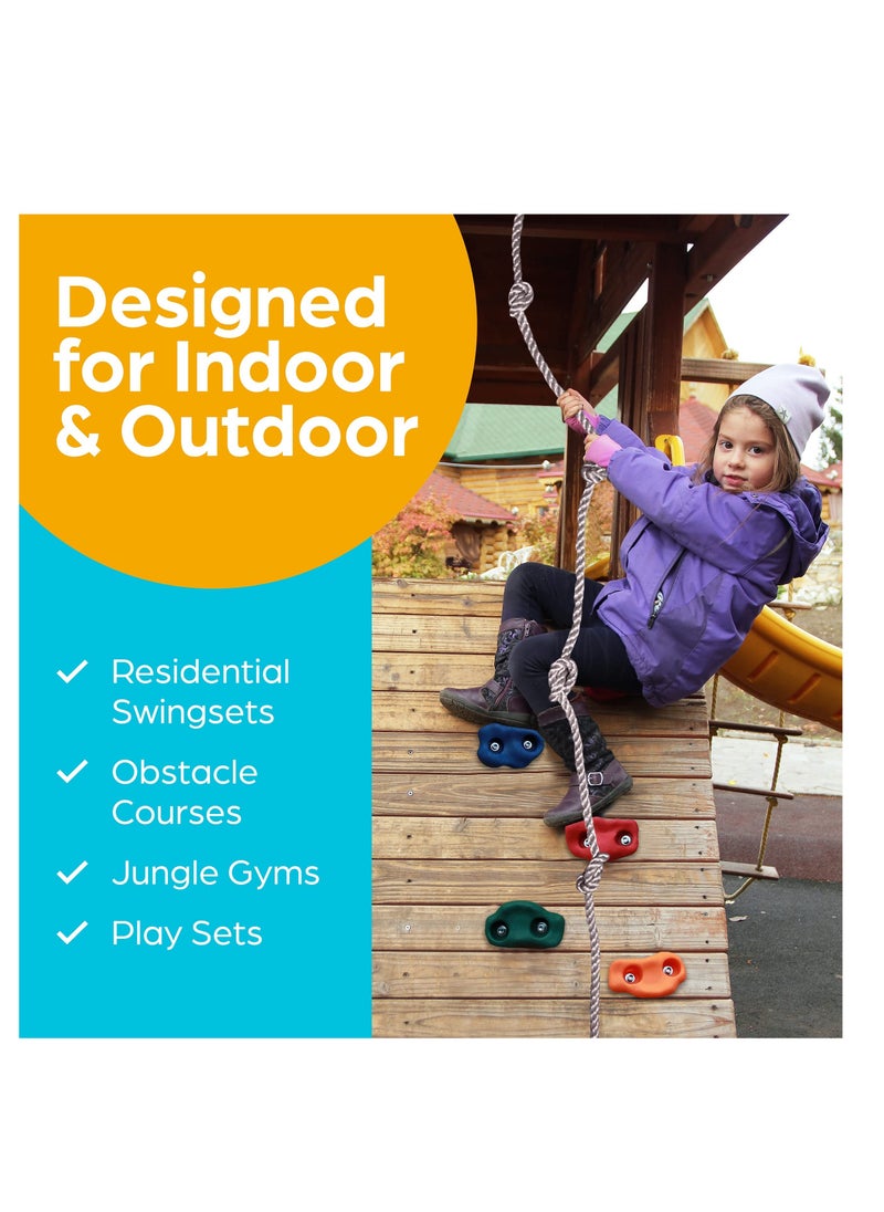 XiuWoo Rock Climbing Holds for Kids, Indoor & Outdoor Rock Wall Climbing Kit with Mounting Hardware, Knotted Rope and 25 Handles, Playground Accessories﻿  - Image 4