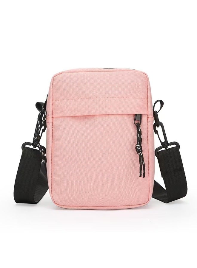 Men's Mini Small Bag Shoulder Crossbody Bag Chest Mobile Phone Bag Casual Trendy Brand Portable Sports Backpack Small Satchel-Color:Pink - Image 1