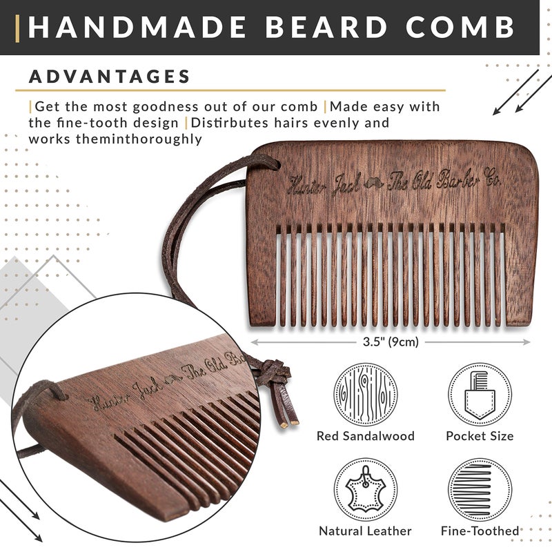 Hunter Jack Beard Kit for Men - Sandalwood Beard Comb, Beard Soap, and Beard Balm - Fine Tooth Mustache Comb - Mens Beard Kit for Care and Grooming in Premium Gift Box - Image 3