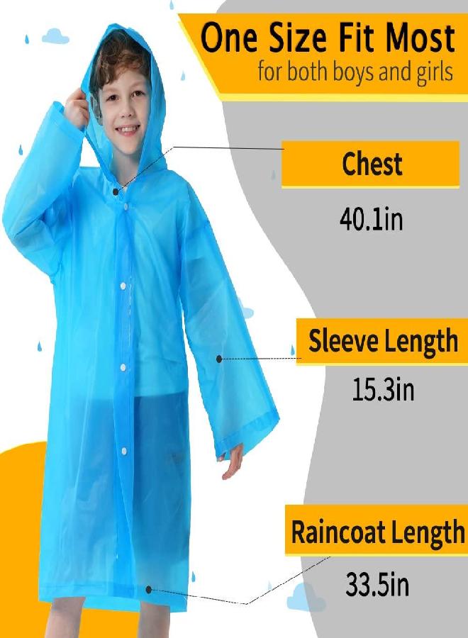 Opret Opret 2 Pack Raincoats for Kids, Reusable Rain Ponchos with Hood and Sleeves Children Waterproof Rain Coats for Boys and Girls, Blue and Yellow  - Image 2