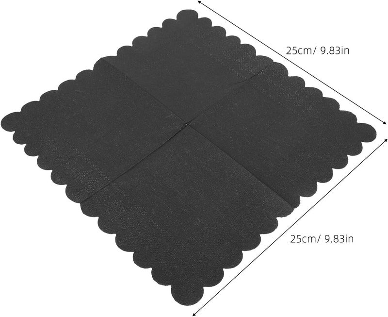 Black Scalloped Edge Paper Napkins 100 Sheets Disposable Dinner Table Setting Napkins for Parties Weddings Showers Event Celebrations - Image 2