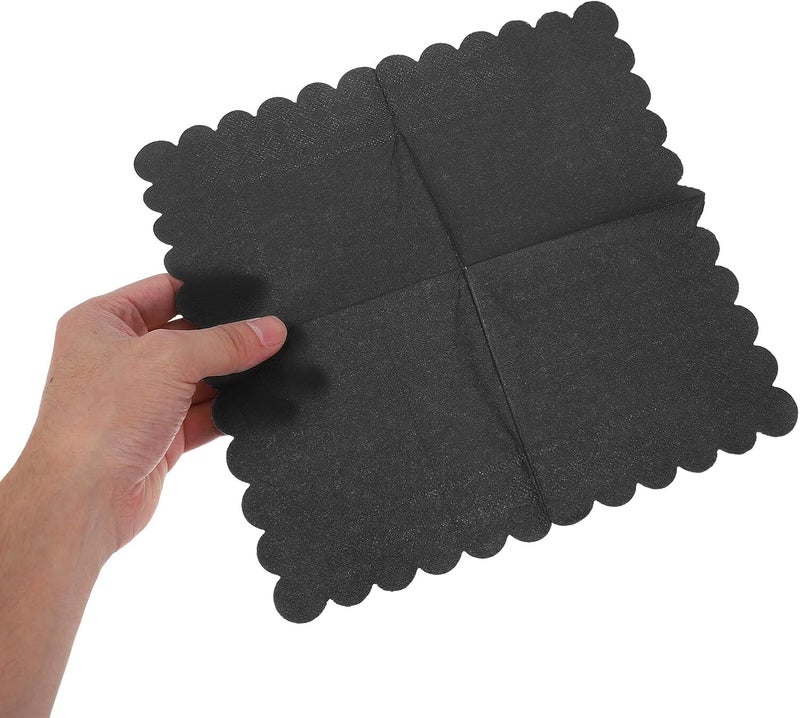 Black Scalloped Edge Paper Napkins 100 Sheets Disposable Dinner Table Setting Napkins for Parties Weddings Showers Event Celebrations - Image 4