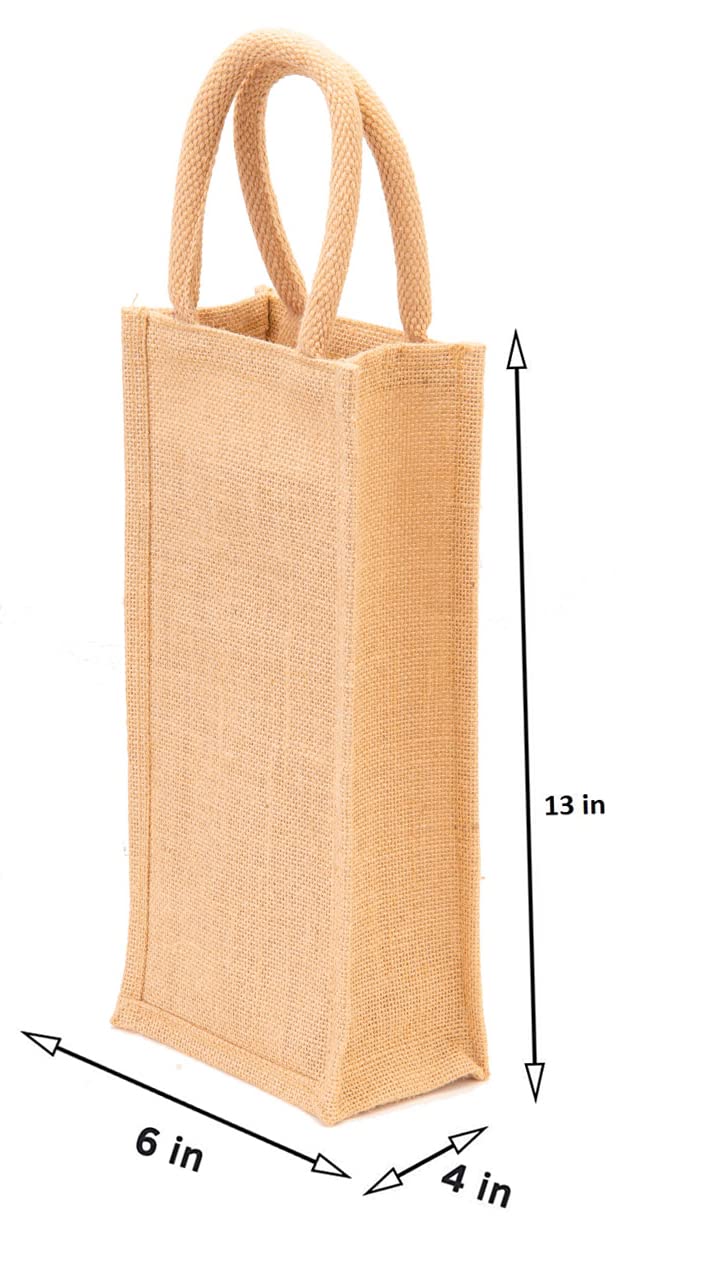 hb+ Jute Water Bottle Bag - This Jute Bottle Bag can be Given as a Gift Bag or can be Used as Wine Bottle Gift Bag/Bottle Carry Bag/Water Bottle Cover (Natural) - Image 1