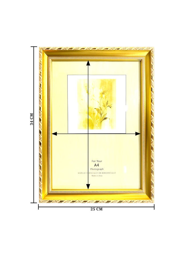 Decorhills - Classic Design A4 Document Certificate Frame –  Real Glass, Wall Mount Tabletop Display, Gold, 25x34cm Frame Size, 6Pcs - Image 1