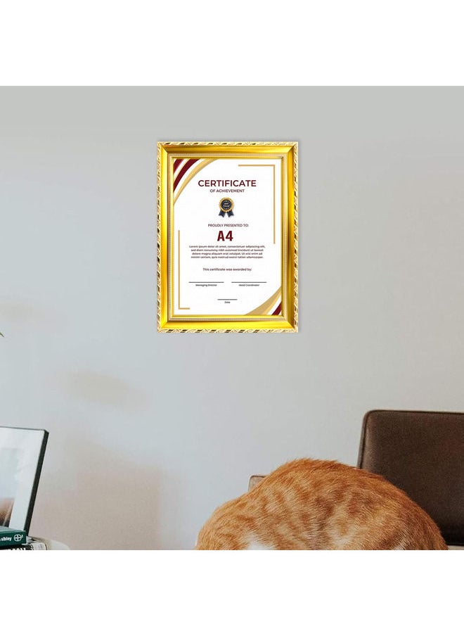 Decorhills - Classic Design A4 Document Certificate Frame –  Real Glass, Wall Mount Tabletop Display, Gold, 25x34cm Frame Size, 6Pcs - Image 1