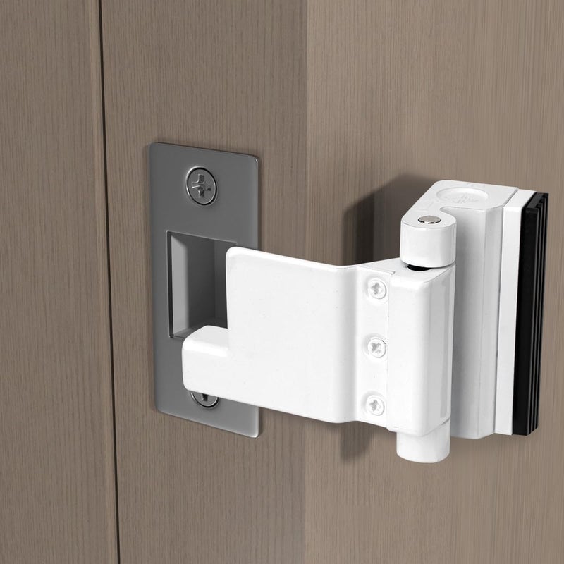 INIRET Adjustable Heavy Duty Zinc Alloy Portable Door Lock,Security Device for Enhanced Safety,for Home,Hotels,Travel,Apartments Prevents Unauthorized Entry,No Drill (1, White) - Image 3