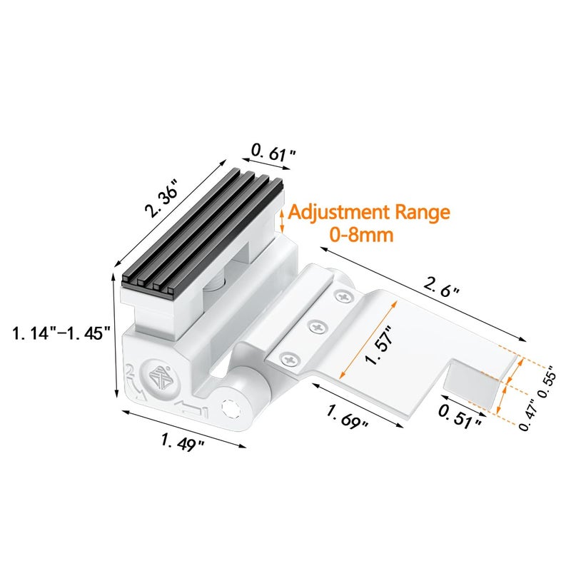 INIRET Adjustable Heavy Duty Zinc Alloy Portable Door Lock,Security Device for Enhanced Safety,for Home,Hotels,Travel,Apartments Prevents Unauthorized Entry,No Drill (1, White) - Image 2
