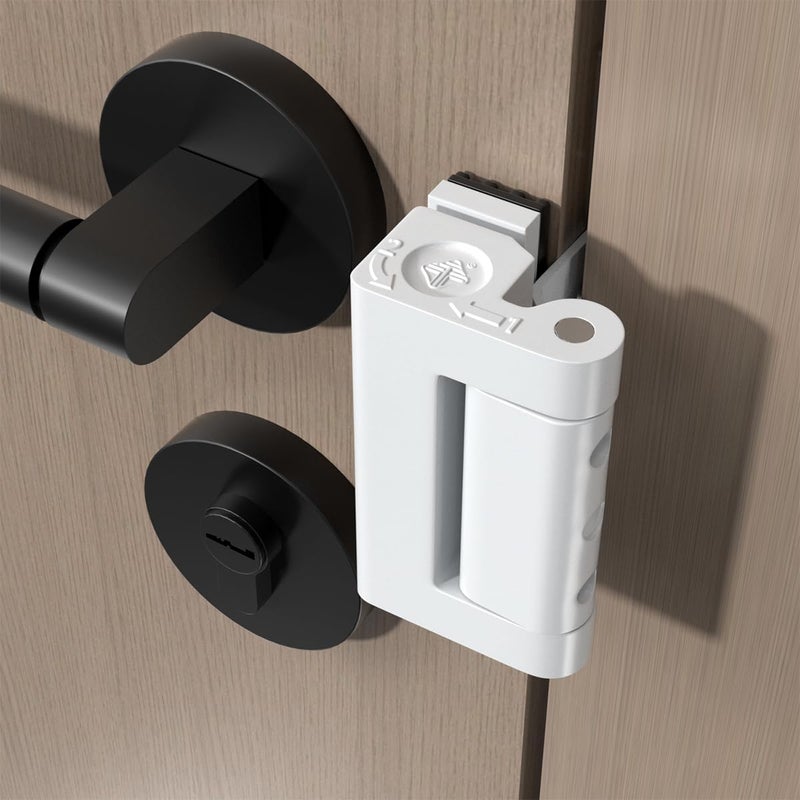 INIRET Adjustable Heavy Duty Zinc Alloy Portable Door Lock,Security Device for Enhanced Safety,for Home,Hotels,Travel,Apartments Prevents Unauthorized Entry,No Drill (1, White) - Image 4