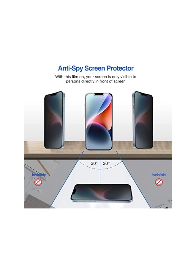Procases (2 Pack) iPhone 14 / iPhone 13 / iPhone 13 Pro Privacy Screen Protector, 9H Anti Spy Dark Tempered Glass Screen Film Guard for iPhone 14 2022 / iPhone 13/13 Pro 6.1 Inch 2021, Bubble-Free - Image 4