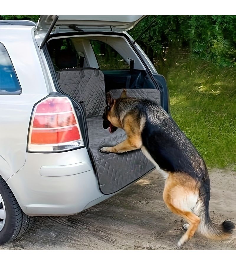 Grey Dog Car Trunk Liner 1pc Non-Slip Cargo Mat with Storage Pocket for SUVs Sedans and Family Cars Versatile Design for Travel and Picnics - Image 5