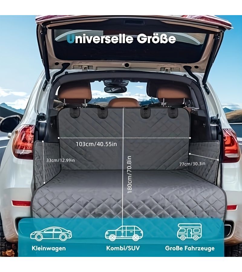 Grey Dog Car Trunk Liner 1pc Non-Slip Cargo Mat with Storage Pocket for SUVs Sedans and Family Cars Versatile Design for Travel and Picnics - Image 2