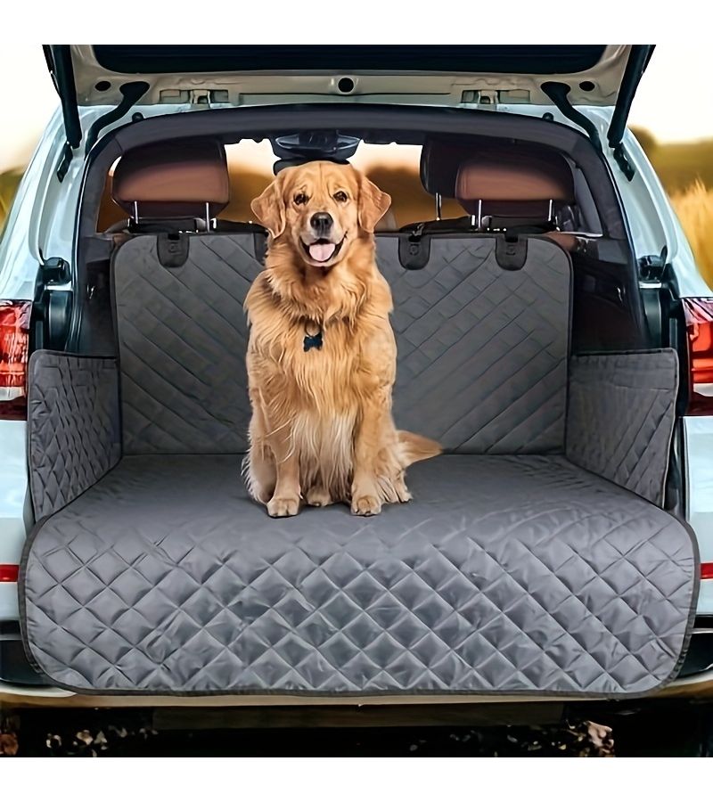 Grey Dog Car Trunk Liner 1pc Non-Slip Cargo Mat with Storage Pocket for SUVs Sedans and Family Cars Versatile Design for Travel and Picnics - Image 1
