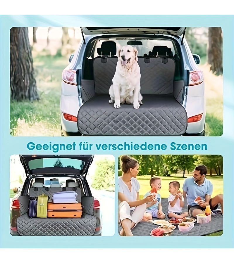 Grey Dog Car Trunk Liner 1pc Non-Slip Cargo Mat with Storage Pocket for SUVs Sedans and Family Cars Versatile Design for Travel and Picnics - Image 4