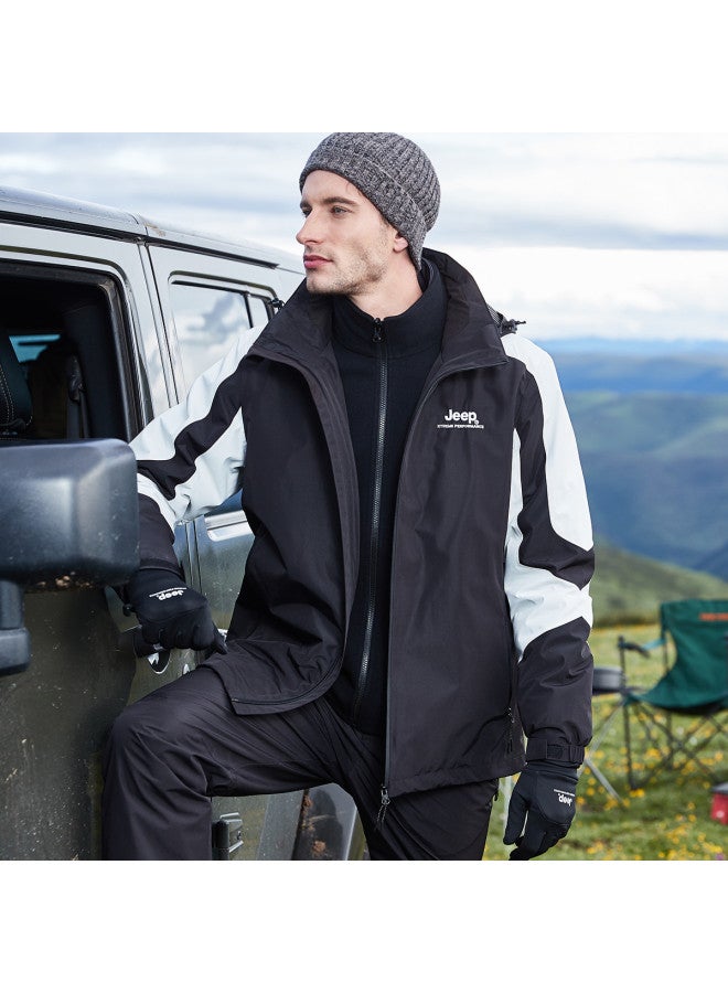 Jeep Men's Autumn/winter 3-in-1 Outdoor Sports Hooded Jacket With Fleece Lining (two-piece Set) - Image 3