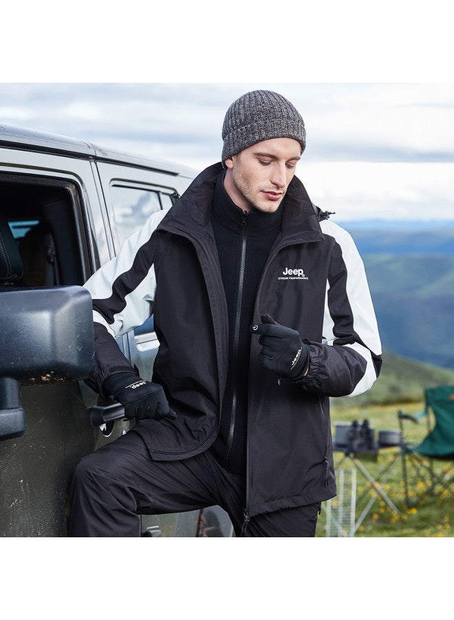 Jeep Men's Autumn/winter 3-in-1 Outdoor Sports Hooded Jacket With Fleece Lining (two-piece Set) - Image 5