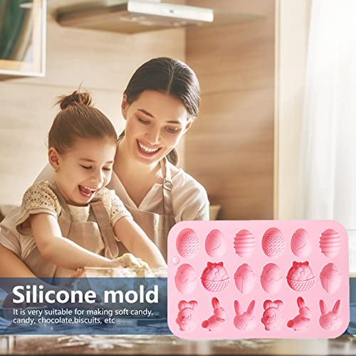 Furimuk Easter Silicone Chocolate Mold 2 Pieces Egg Rabbit Bunny Shaped Mould for Chocolate Candy Cake Fondant Jelly Pudding Manual Soap Hot Chocolate Cocoa Bombs Making of Easter Party Decoration - Image 4