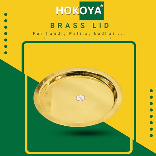 HOKOYA Brass Lid for Pot - 24.5cm (9.5 Inch) | Pital Lid for kadai for Kadai, Handi, Pots and Bowls | Utensils for Kitchen | Durable & Versatile Brass Cover - Image 2