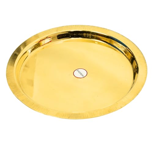 HOKOYA Brass Lid for Pot - 24.5cm (9.5 Inch) | Pital Lid for kadai for Kadai, Handi, Pots and Bowls | Utensils for Kitchen | Durable & Versatile Brass Cover - Image 1