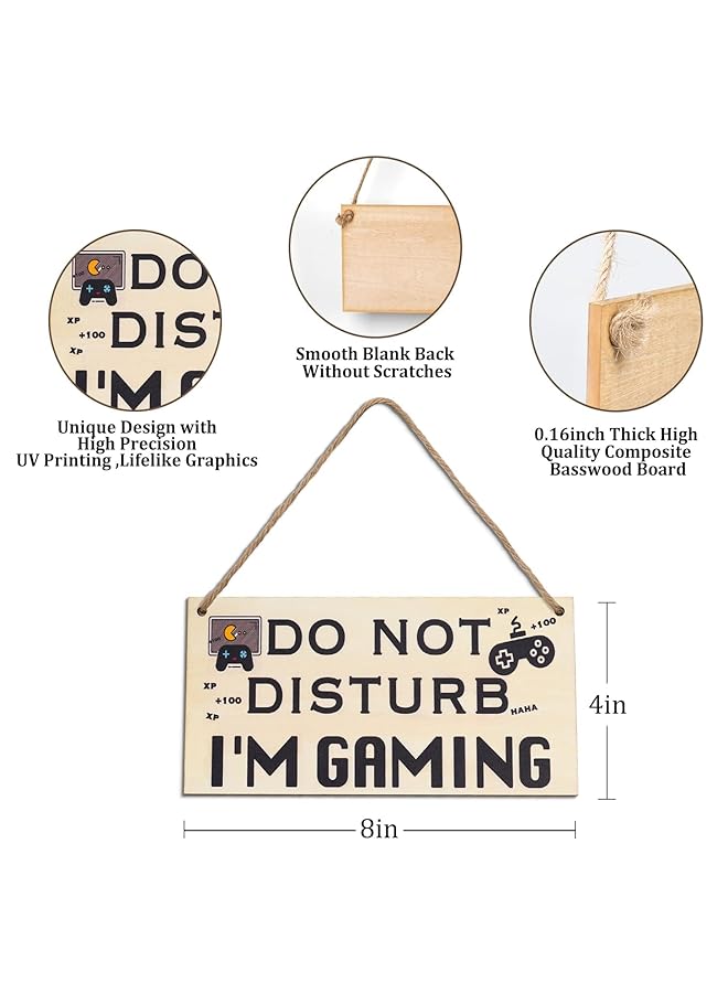 إيروريكس ديكور غرفة للأولاد والبنات المراهقين، هدايا ديكور غرفة الأولاد والبنات المراهقين، هدايا الألعاب للأولاد، أشياء خاصة باللاعبين، لوحة خشبية عليها عبارة "عدم الإزعاج، أنا ألعب" لغرفة الألعاب، هدية معلقة على الباب - Image 5