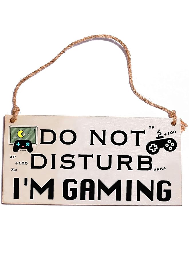 إيروريكس ديكور غرفة للأولاد والبنات المراهقين، هدايا ديكور غرفة الأولاد والبنات المراهقين، هدايا الألعاب للأولاد، أشياء خاصة باللاعبين، لوحة خشبية عليها عبارة "عدم الإزعاج، أنا ألعب" لغرفة الألعاب، هدية معلقة على الباب - Image 1
