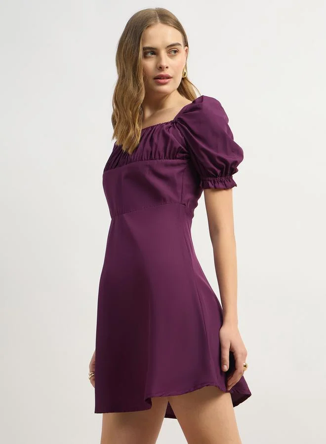 Styli Puff Sleeve Mini Dress