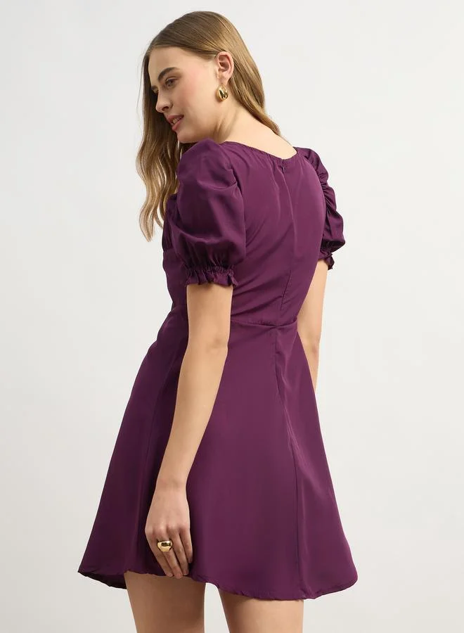 Styli Puff Sleeve Mini Dress