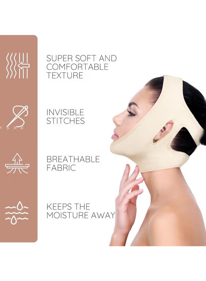 Post Surgery Neck and Chin Compression Wrap Bandage, Face Slimmer, Jowl Tightening, Neck Coverage, Chin Lifting Strap for Women（S) - Image 2