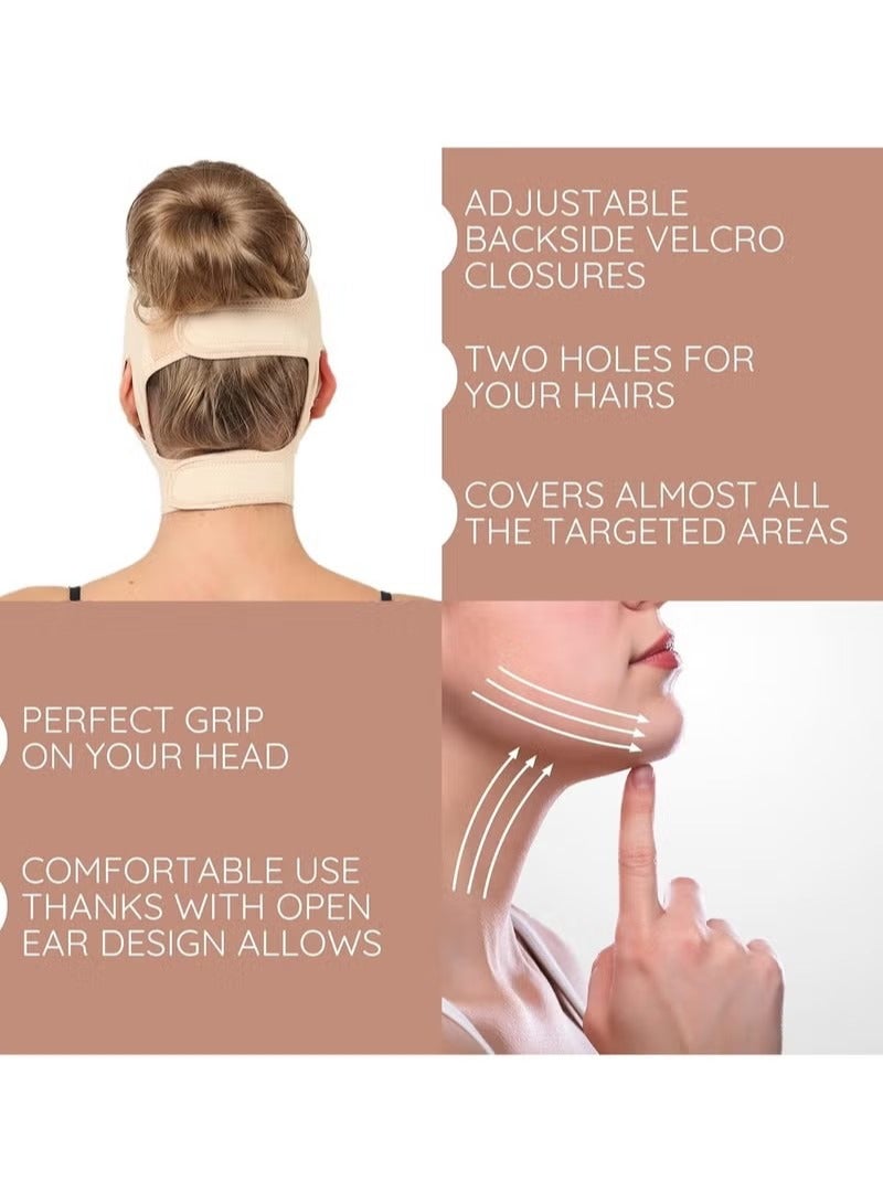 Post Surgery Neck and Chin Compression Wrap Bandage, Face Slimmer, Jowl Tightening, Neck Coverage, Chin Lifting Strap for Women（S) - Image 4