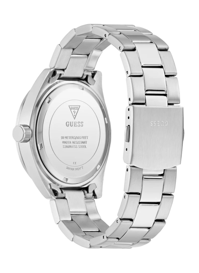 GUESS Men's Letterman Multi-function Silver Tone Stainless Steel Watch GW0904G1 -  - Image 3