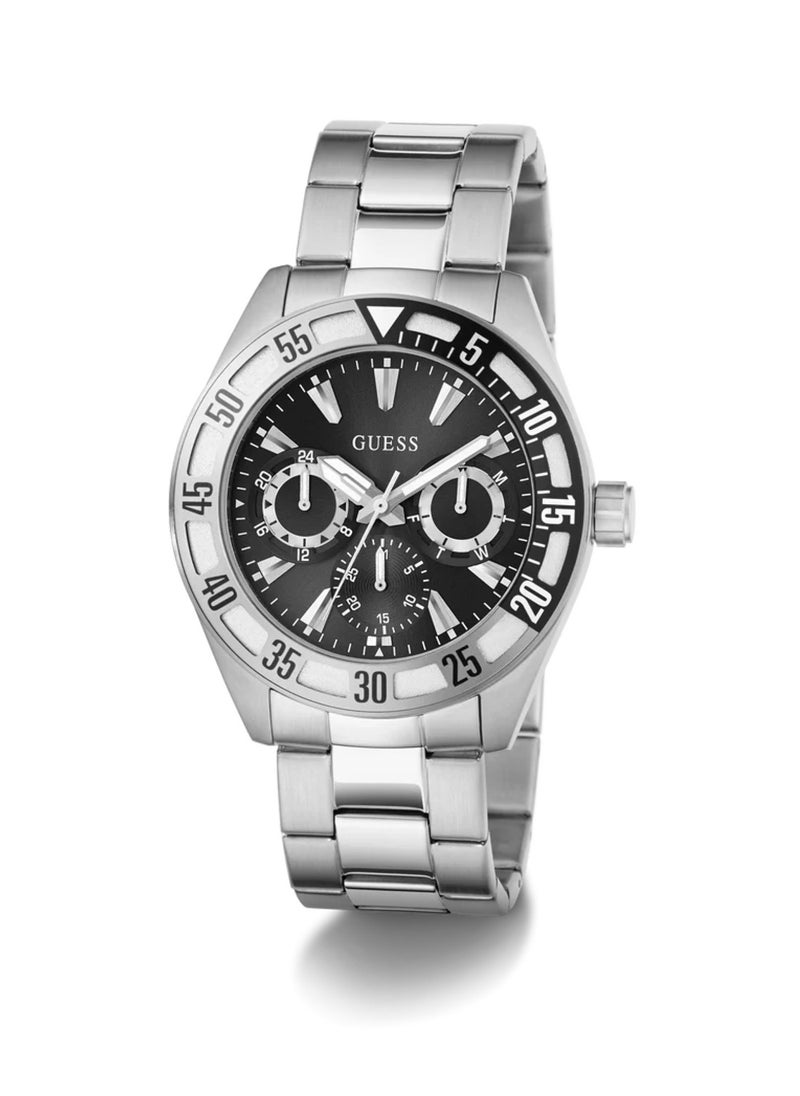 GUESS Men's Letterman Multi-function Silver Tone Stainless Steel Watch GW0904G1 -  - Image 5