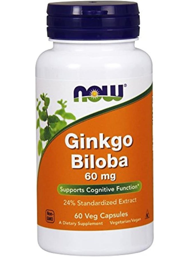 Now Foods Ginkgo Biloba 60 Mg 60 Veg Capsules - Image 1