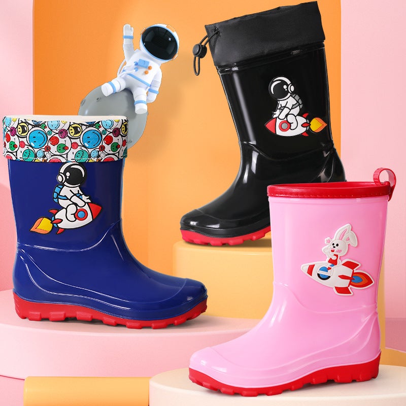 Men'S And Women'S Baby Children'S Astronaut Rain Boots Non-Slip Thickened Children'S Rain Boots Non-Slip Upper Primary School Wading Rubber Shoes - Image 5