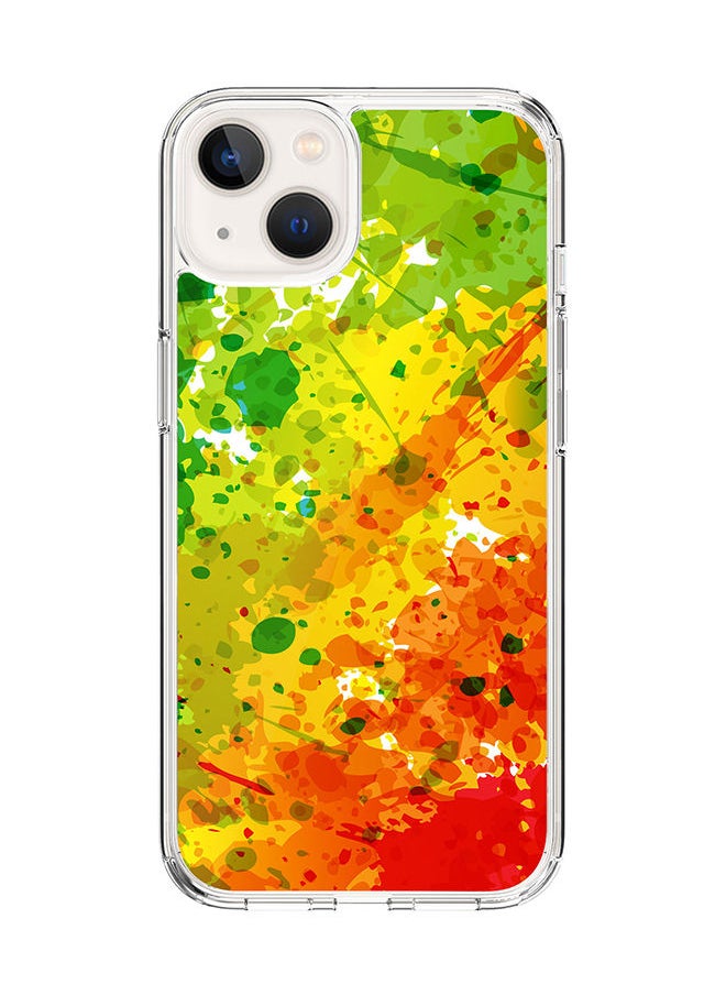 Stylizedd - Classic Clear Case for Apple iPhone 14 Hybrid Soft Case Flexible Edges Anti Drop TPU PC Gel Thin Transparent Cover [ Designed for Apple iPhone 14 ] - Tropical Splash - Image 1