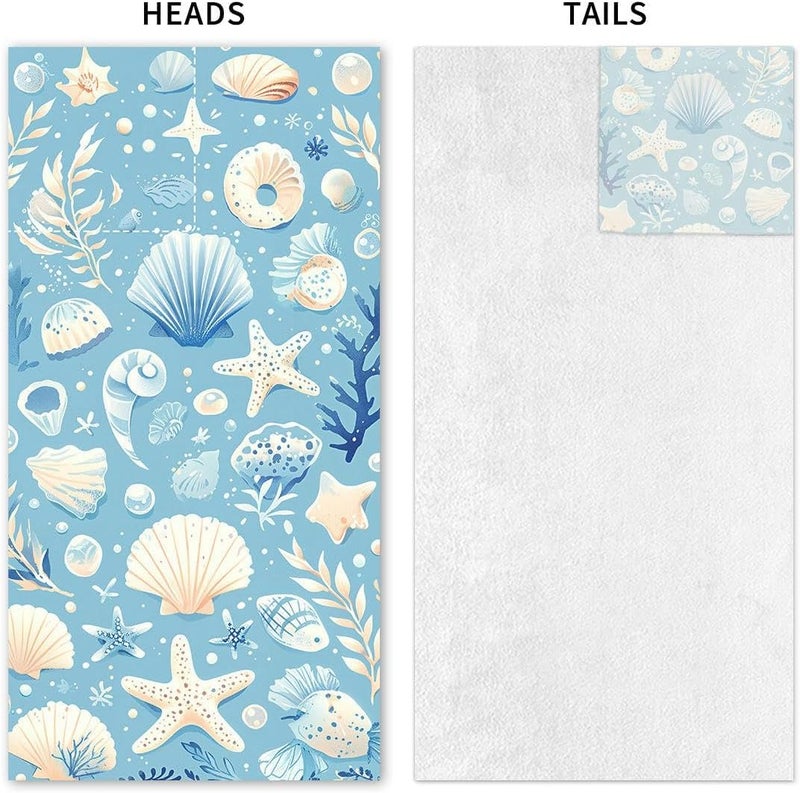 NESTIC NESTIC Beach Towel and Integrated Bag Portable Storage Backpack Printed Bath Towel, Soft and Absorbent Large Bath Towel perfect for beach outings (Sky Blue Seashell, 140 x 70)  - Image 3