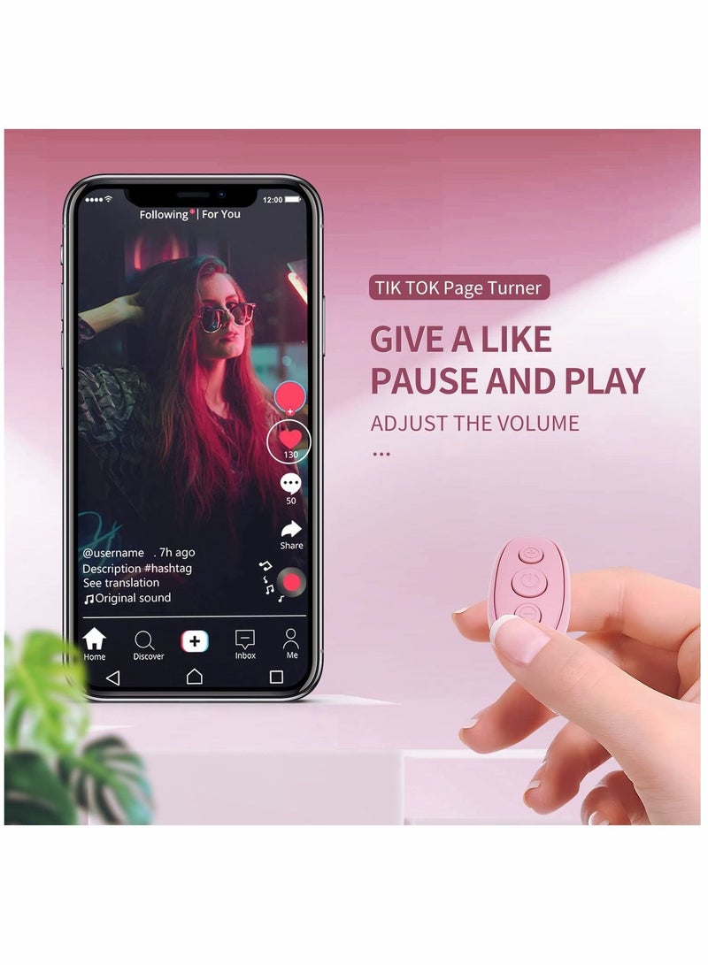 SYOSI Video Bluetooth Remote Control, Video Scroll Remote Photograph Page Turner, Mini Video Wireless Scrolling Ring Give a Like, Up and Down Page, Compatible with iPhone, IPad, Android,iOS -Pink - Image 2