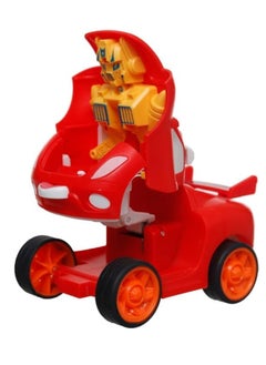 A plastic stroller that turns into a robot for children