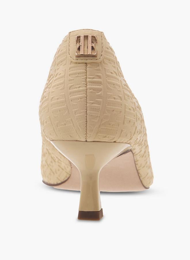 ELLE Women Monogram Textured Kitten Heel Pumps - Image 5
