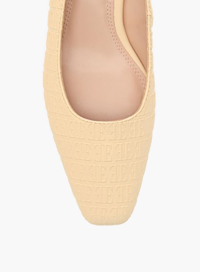 ELLE Women Monogram Textured Kitten Heel Pumps - Image 4