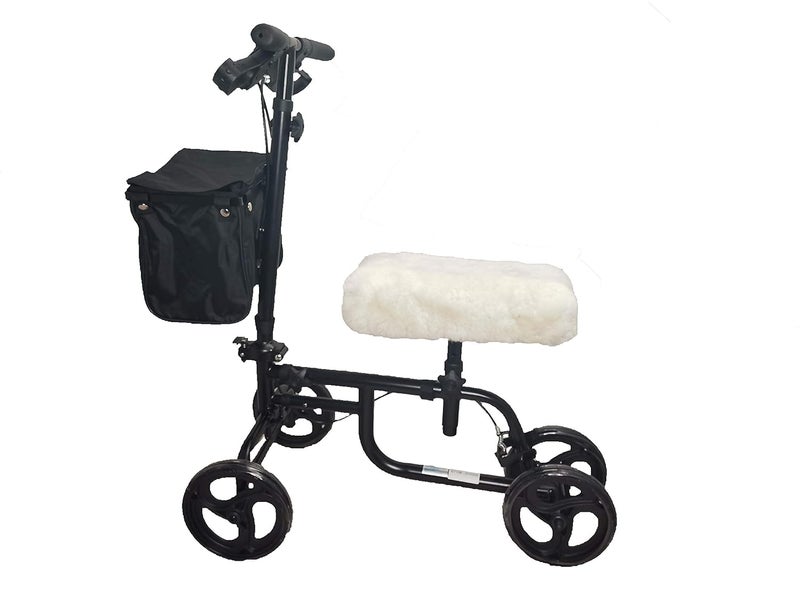 welcomeget Merino Sheepskin Knee Walker Pad Cover high comfortability Cushion for Knee Scooter Accessory Leg Cart Improves Comfort During Injury White - Image 3