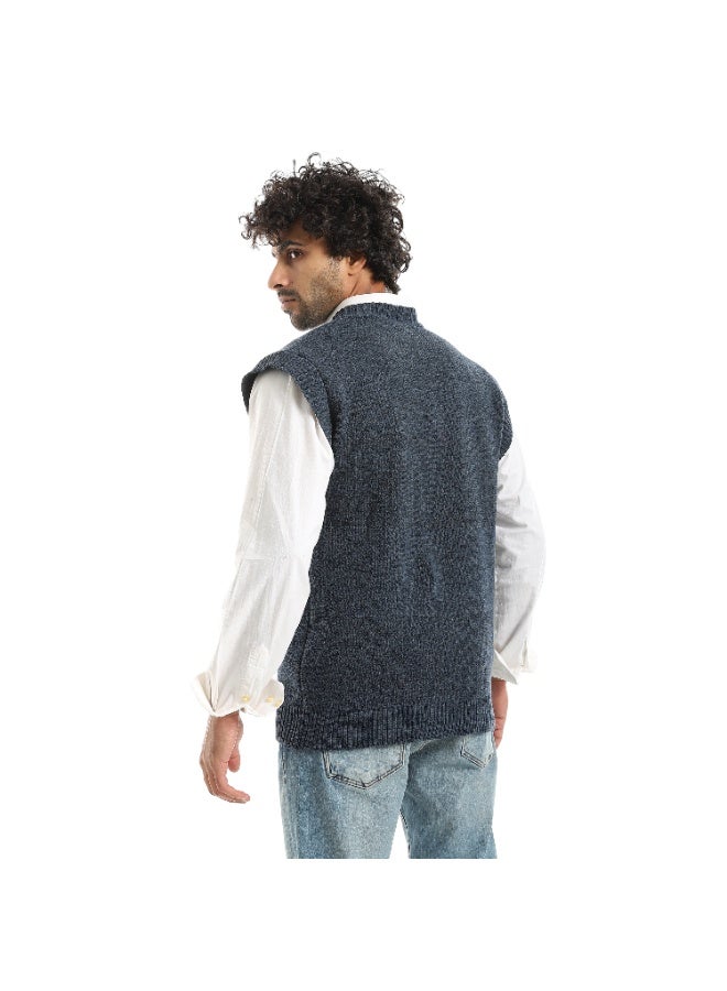 Caesar Men's V-neck sleeveless wool vest - Image 3