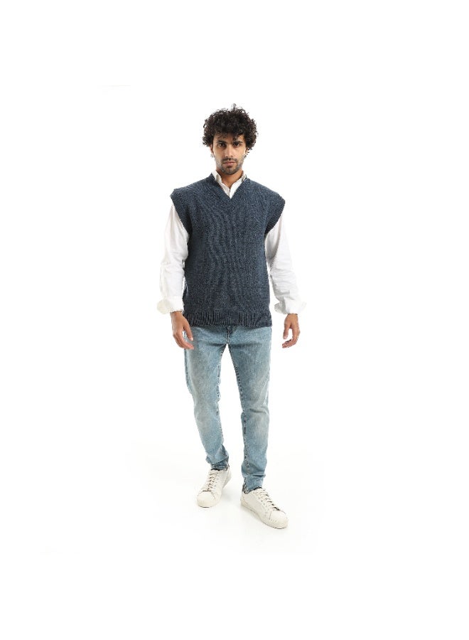 Caesar Men's V-neck sleeveless wool vest - Image 4