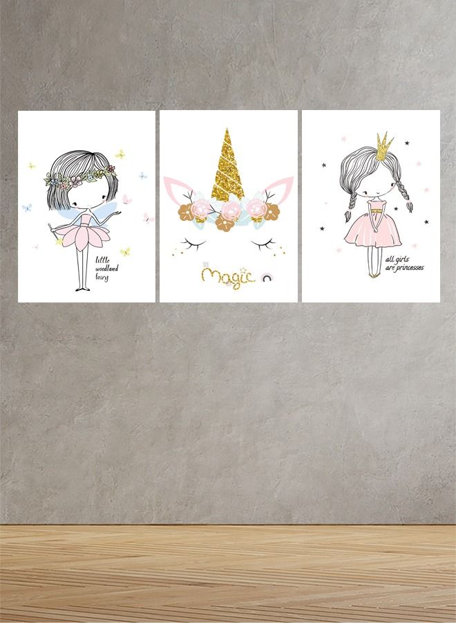 ماركتنا لوحة جدارية فنية لتزين الحائط بتصميم عصري لغرف الأطفال ثلاث قطع مقاس 120X60سم - Image 1