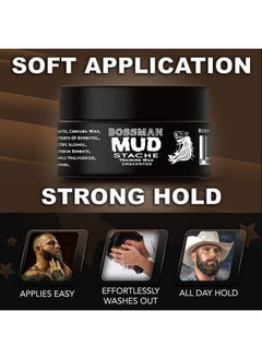 bossman Bossman MUDstache Unscented Mustache Wax - No Pull - Spreads Easy for a Strong Non-Tacky 24 hr Hold - Tame, Train and Style - Moustache Wax for Men (1oz)  - Image 3