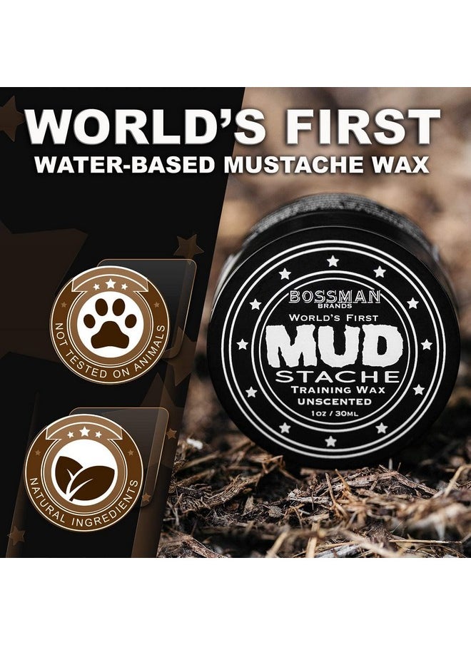 bossman - Bossman MUDstache Unscented Mustache Wax - No Pull - Spreads Easy for a Strong Non-Tacky 24 hr Hold - Tame, Train and Style - Moustache Wax for Men (1oz) - Image 1