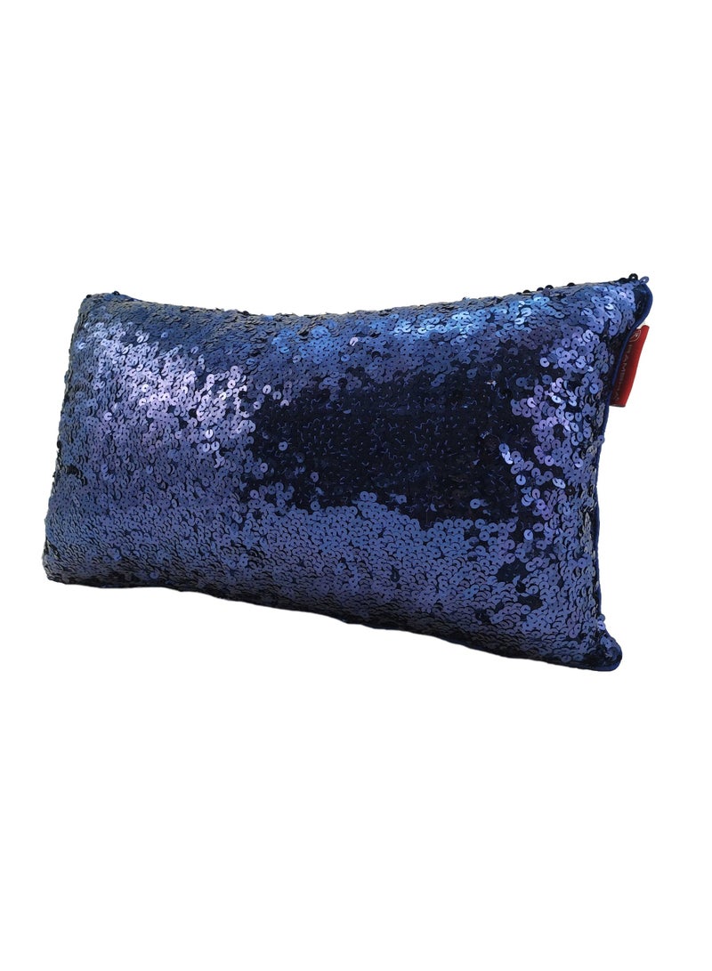 Ramsha Dark Blue Shiny & Sparkling Polyester Cushion Cover with Filler for Floor, Bed, and Couch - CS 078 (30x50cm) - Image 2