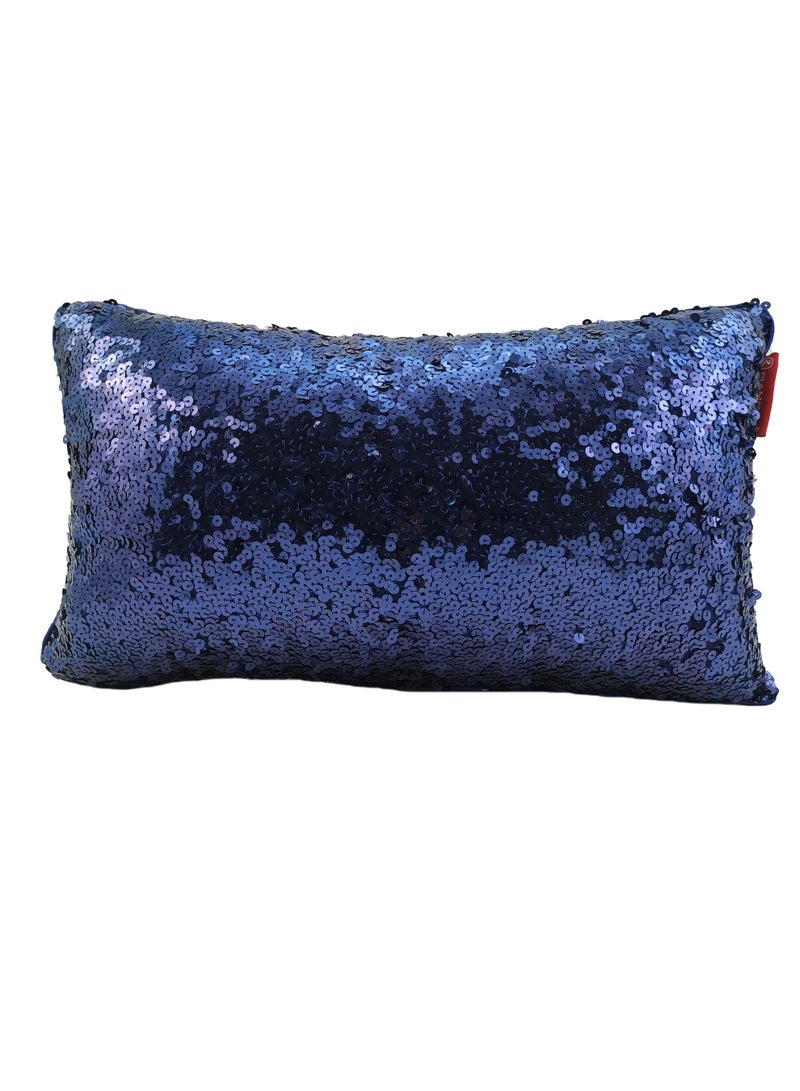 Ramsha Dark Blue Shiny & Sparkling Polyester Cushion Cover with Filler for Floor, Bed, and Couch - CS 078 (30x50cm) - Image 1