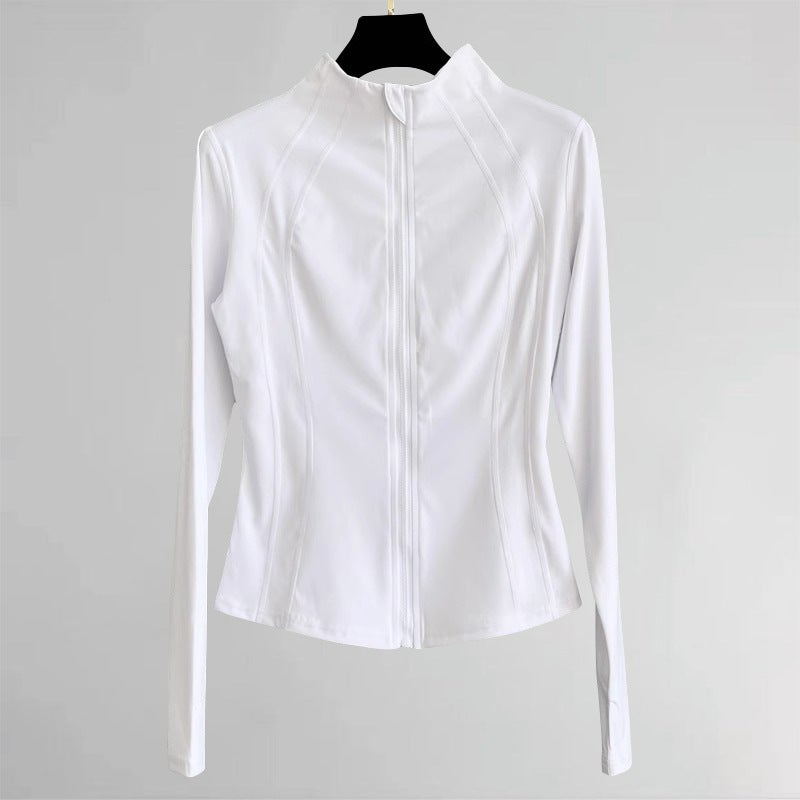 Generic New Womens Yoga Suit Jacket Long Sleeve Sensation of Nudity Spring Autumn Outdoor Fitness Running Sport Jacket White coat 